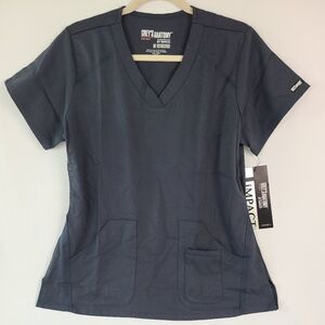 Grey's Anatomy Scrub Top Impact Women 3 Pockets Cross Over V-Neck Steel sz M NWT